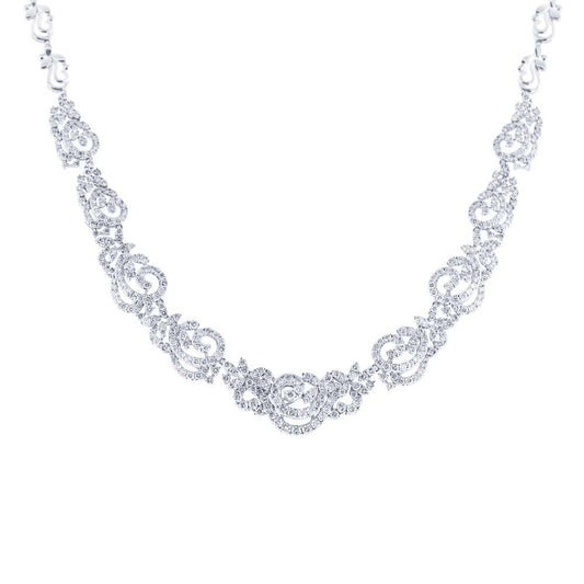 18k Classy White Gold Diamond Necklace - 15.06ct V0090