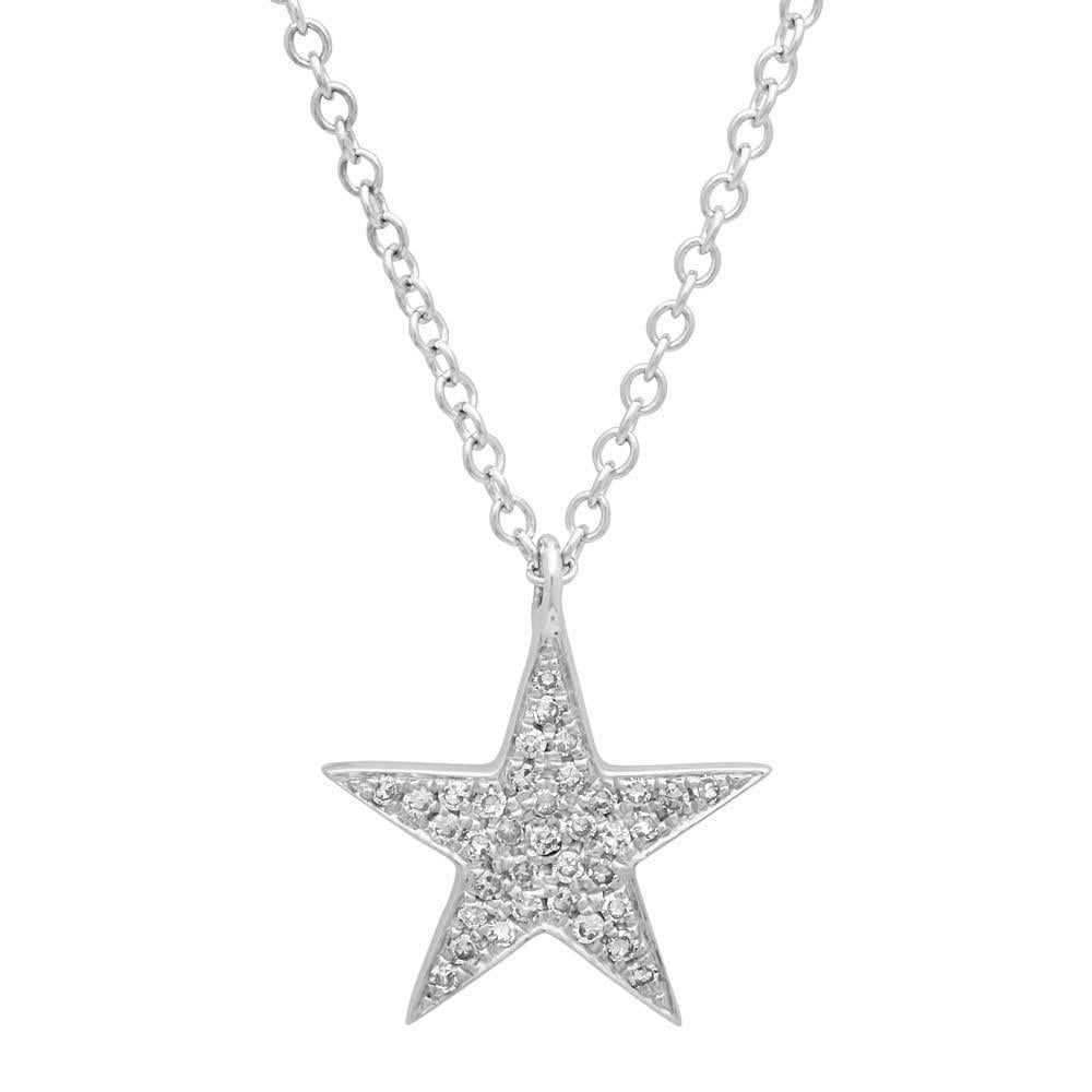 14k White Gold Diamond Star Pendant - 0.09ct