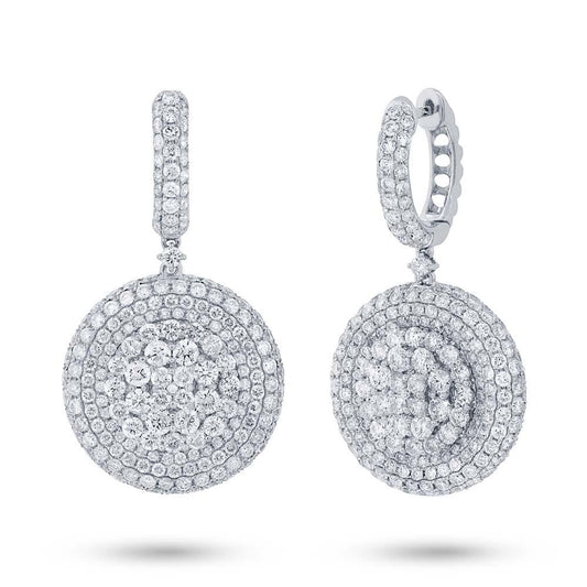18k White Gold Diamond Pave Earring - 7.43ct