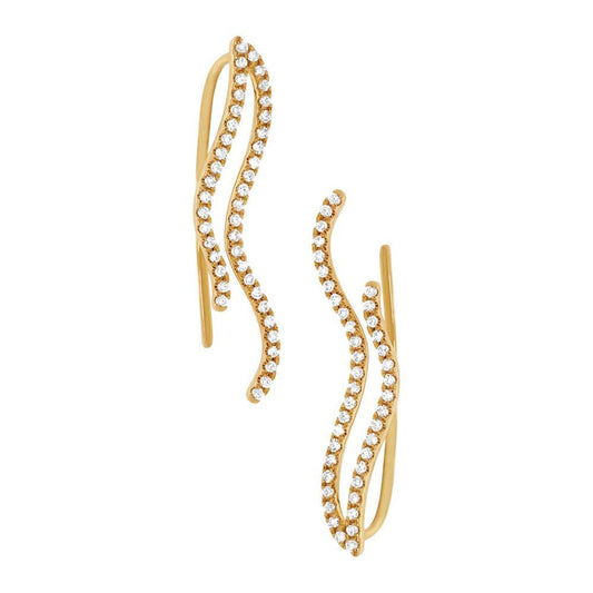 14k Yellow Gold Diamond Ear Crawler Earring