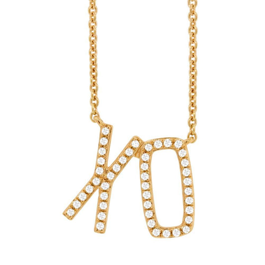 14k Yellow Gold Diamond ''XO'' Pendant - 0.13ct
