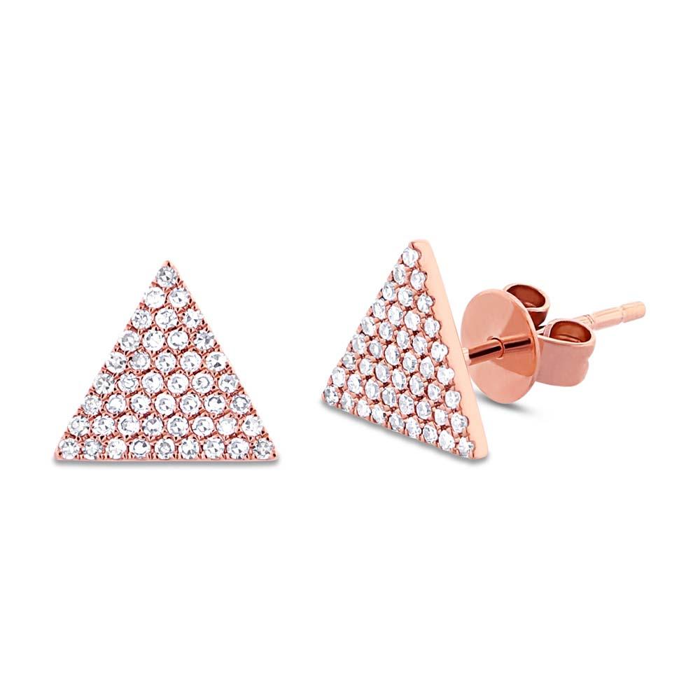 14k Rose Gold Diamond Pave Triangle Earring - 0.24ct