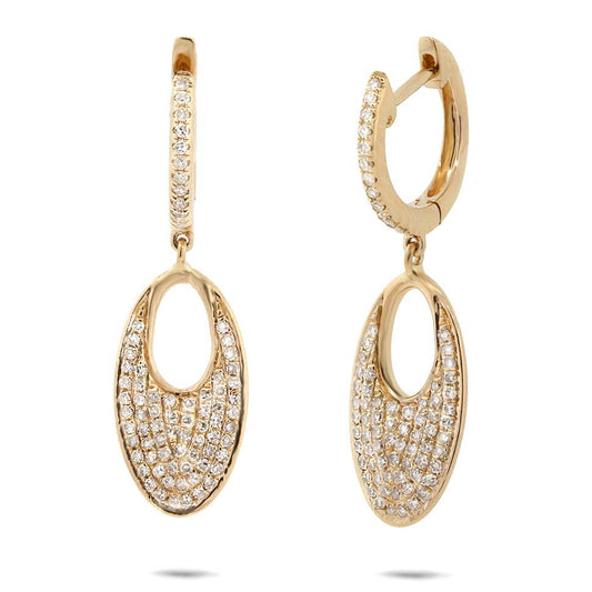 14k Yellow Gold Diamond Pave Earring - 0.43ct