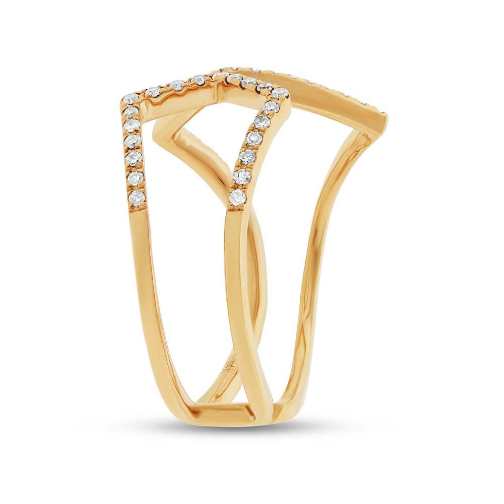 14k Yellow Gold Diamond Lady's Ring Size 10 - 0.24ct