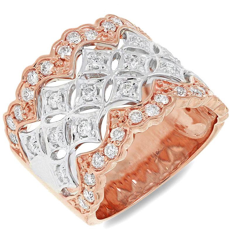 18k Two-tone Rose Gold Diamond Lady's Ring - 0.83ct