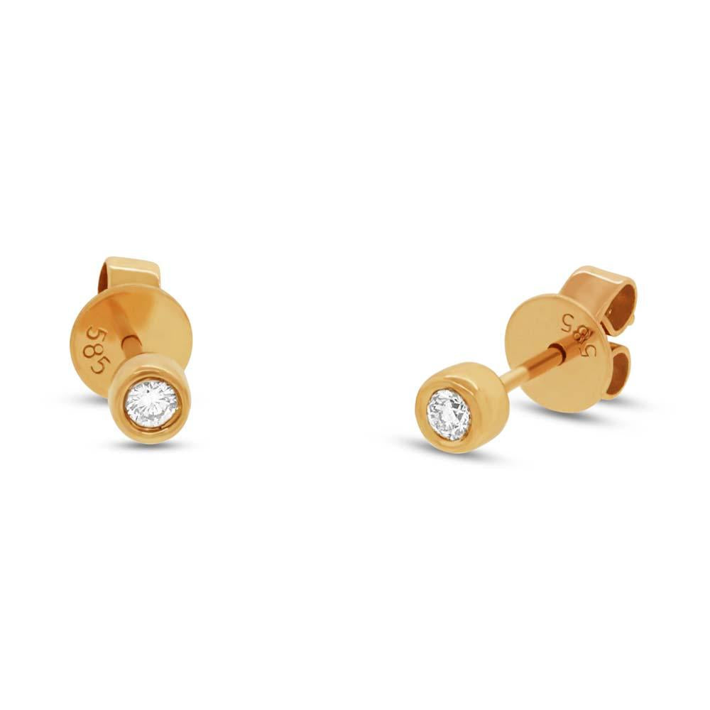 14k Yellow Gold Diamond Stud Earring - 0.07ct