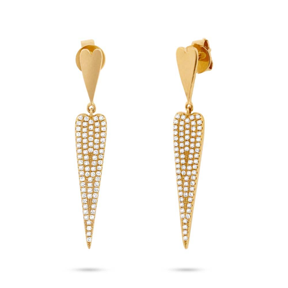 14k Yellow Gold Diamond Pave Earring - 0.36ct