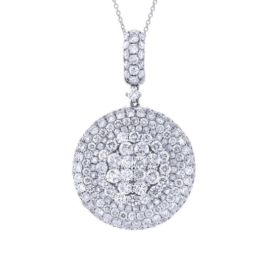 18k White Gold Diamond Pave Pendant - 5.04ct
