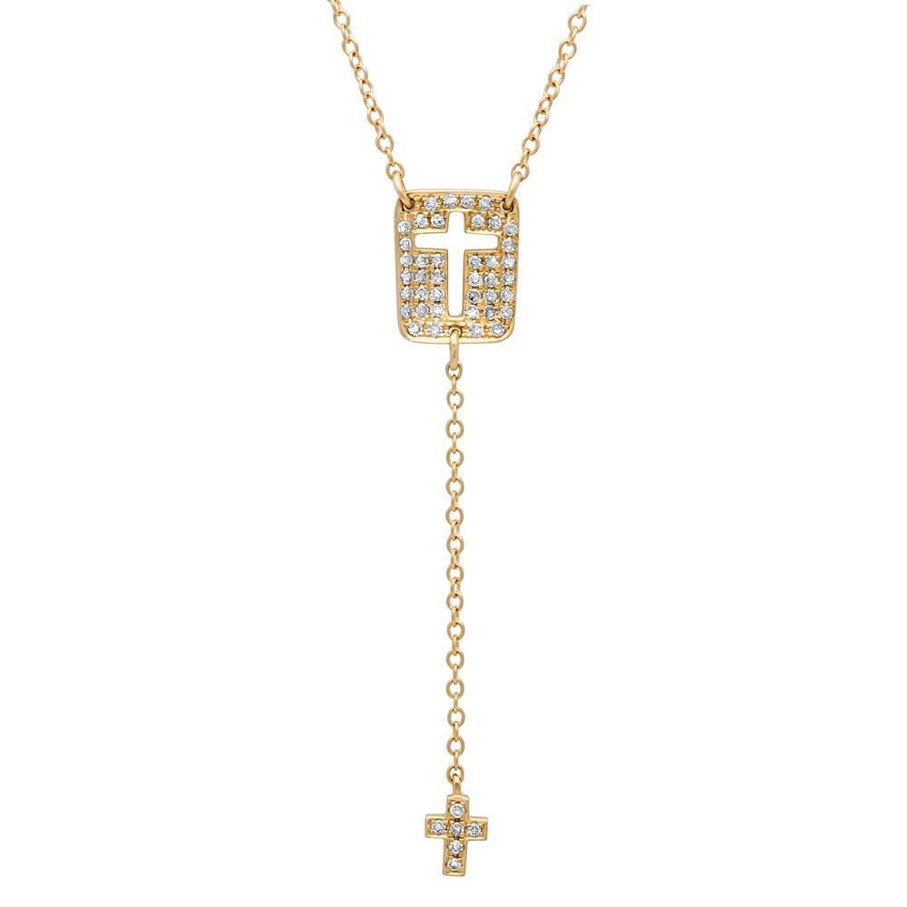 14k Yellow Gold Diamond Cross Necklace - 0.16ct