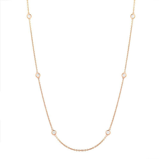 14k Yellow Gold 24'' Diamonds By The Yard Chain - 0.77ct