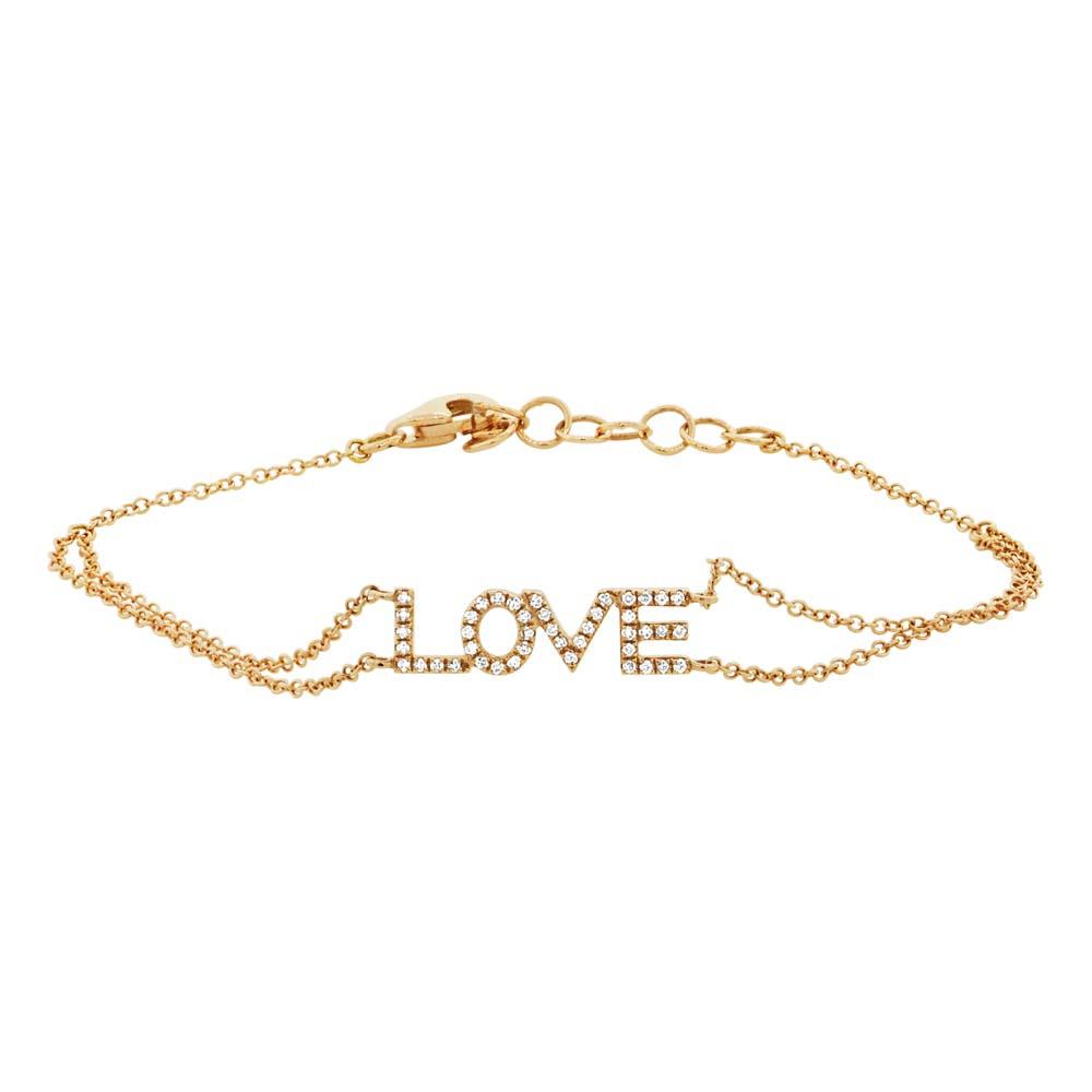 14k Yellow Gold Diamond ''Love'' Bracelet