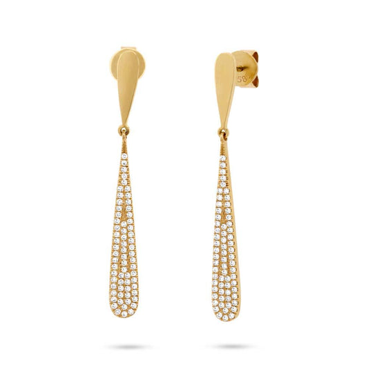 14k Yellow Gold Diamond Pave Earring - 0.31ct