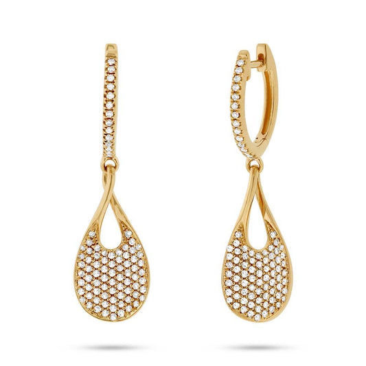 14k Yellow Gold Diamond Pave Earring - 0.53ct