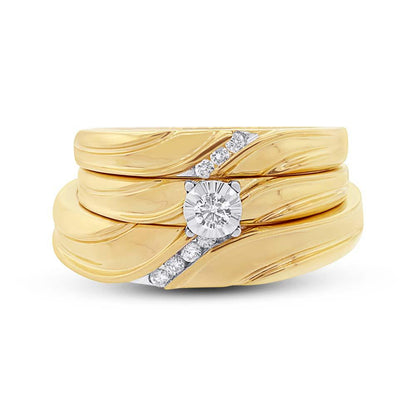 14k Yellow Gold Diamond Trio Set - 0.19ct