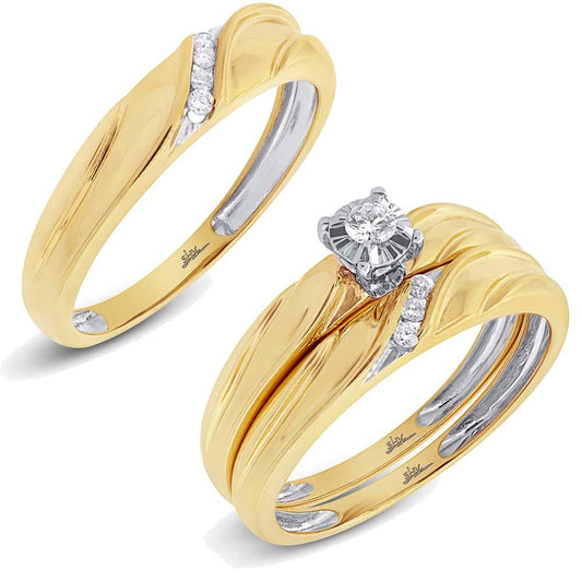14k Yellow Gold Diamond Trio Set - 0.19ct