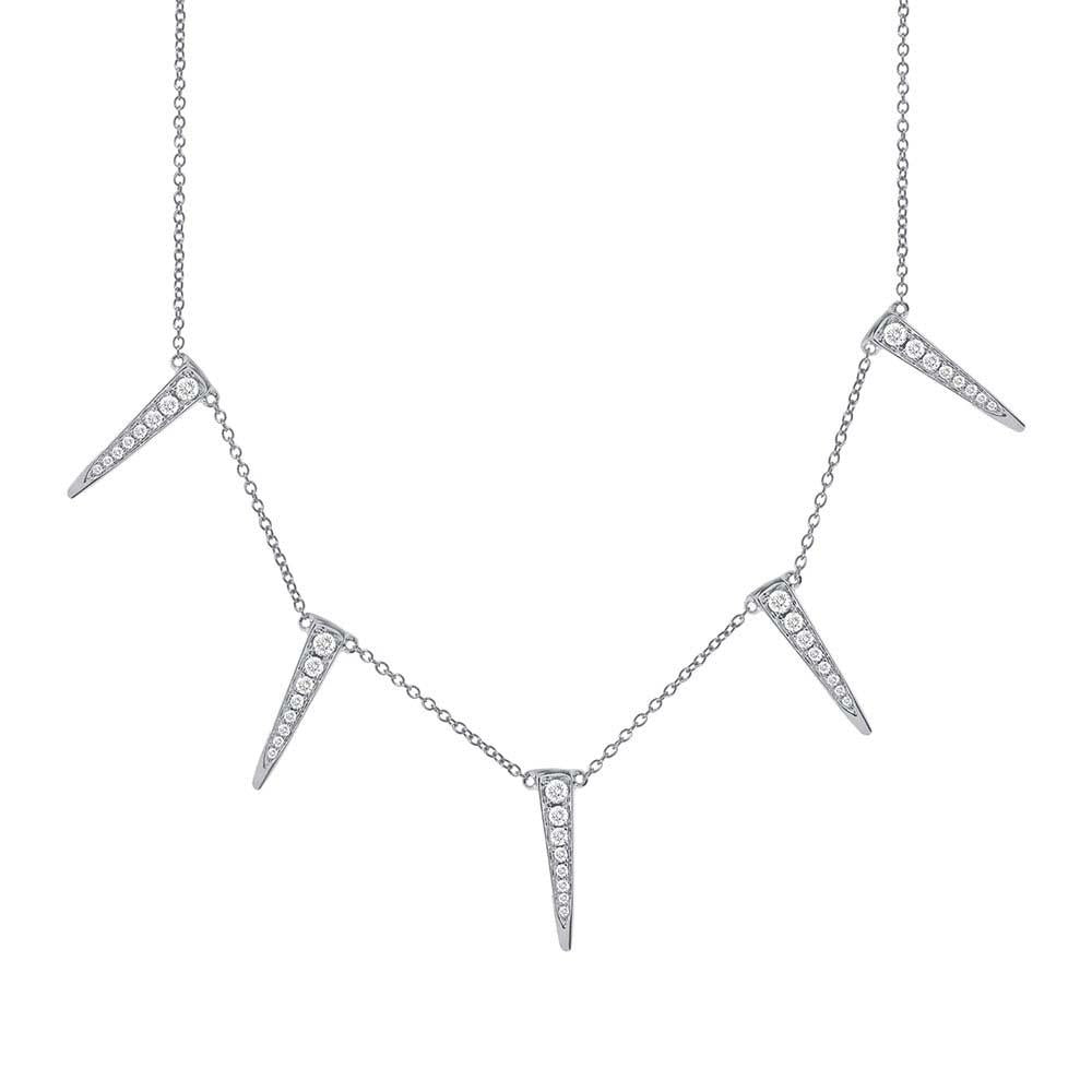14k White Gold Diamond Triangle Necklace - 0.42ct V0053