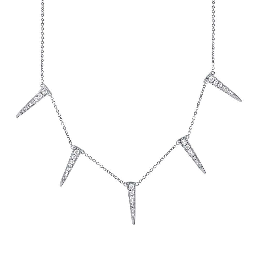 14k White Gold Diamond Triangle Necklace - 0.42ct V0052