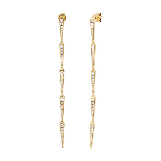 14k Yellow Gold Diamond Triangle Earring - 0.83ct