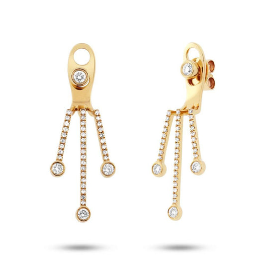 14k Yellow Gold Diamond Ear Jacket Earring with Studs