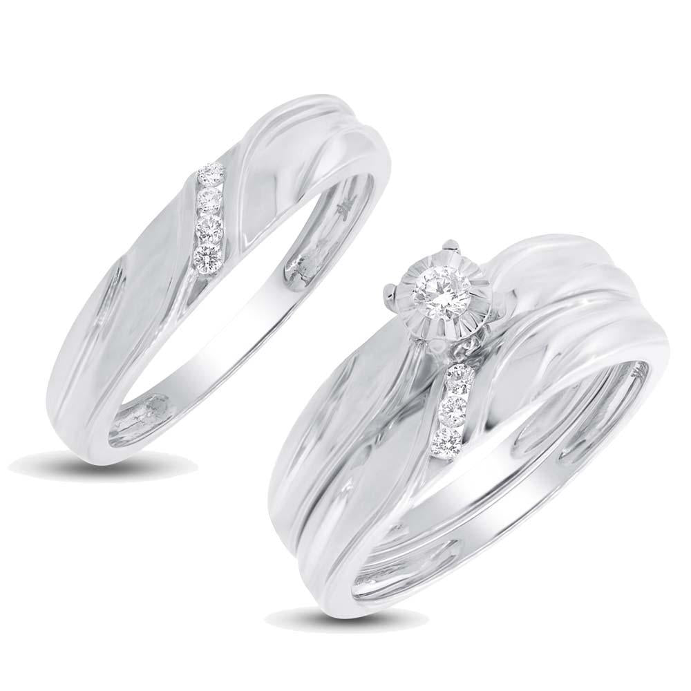 14k White Gold Diamond Trio Set - 0.19ct