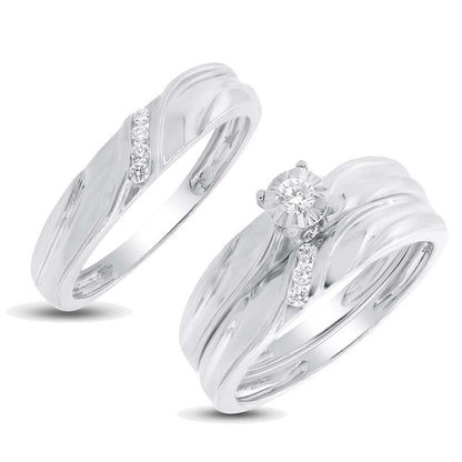 14k White Gold Diamond Trio Set - 0.19ct