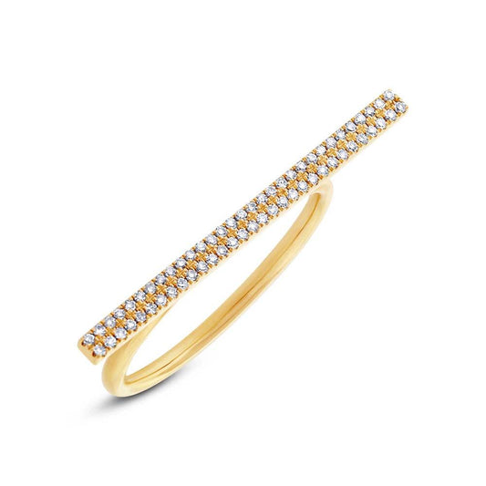 14k Yellow Gold Diamond Bar Ring
