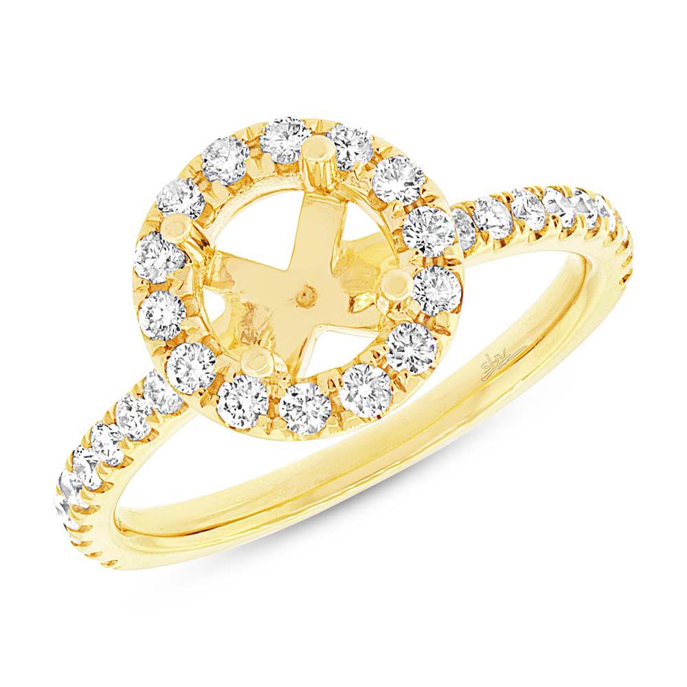 14k Yellow Gold Diamond Semi-mount Ring - 0.64ct