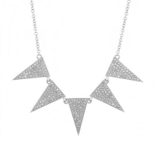 14k White Gold Diamond Triangle Necklace  V0050