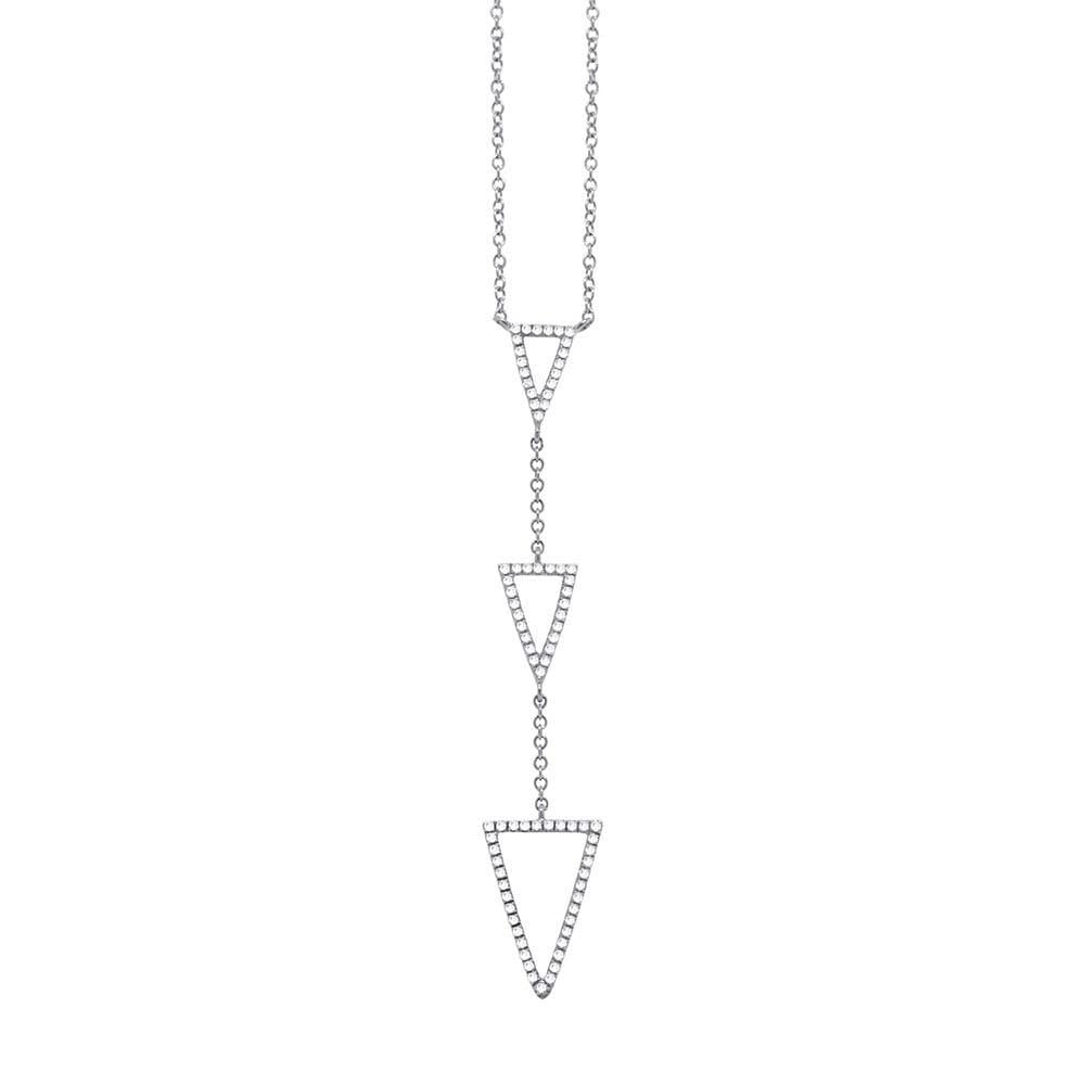 14k White Gold Diamond Triangle Lariat Necklace - 0.20ct V0048