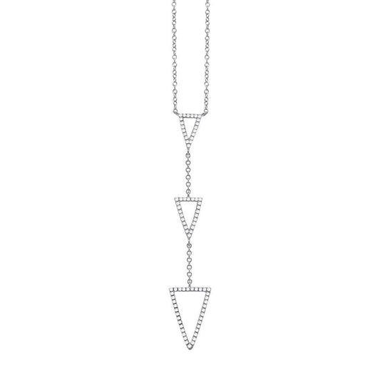 14k White Gold Diamond Triangle Lariat Necklace - 0.20ct V0048