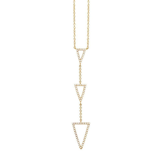 14k Yellow Gold Diamond Triangle Lariat Necklace - 0.20ct