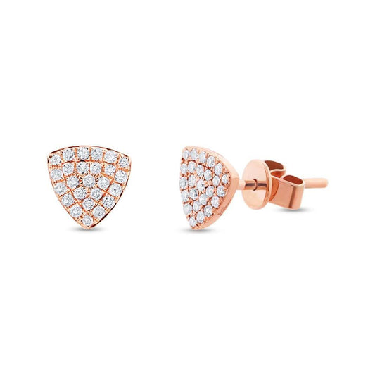 14k Rose Gold Diamond Pave Stud Earring - 0.18ct