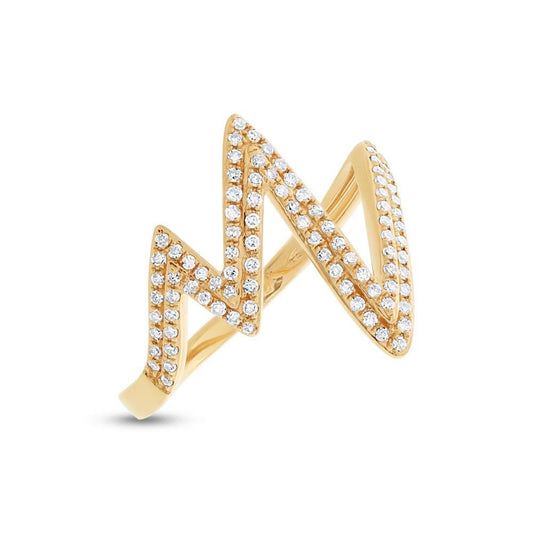 14k Yellow Gold Diamond Heartbeat Ring - 0.28ct