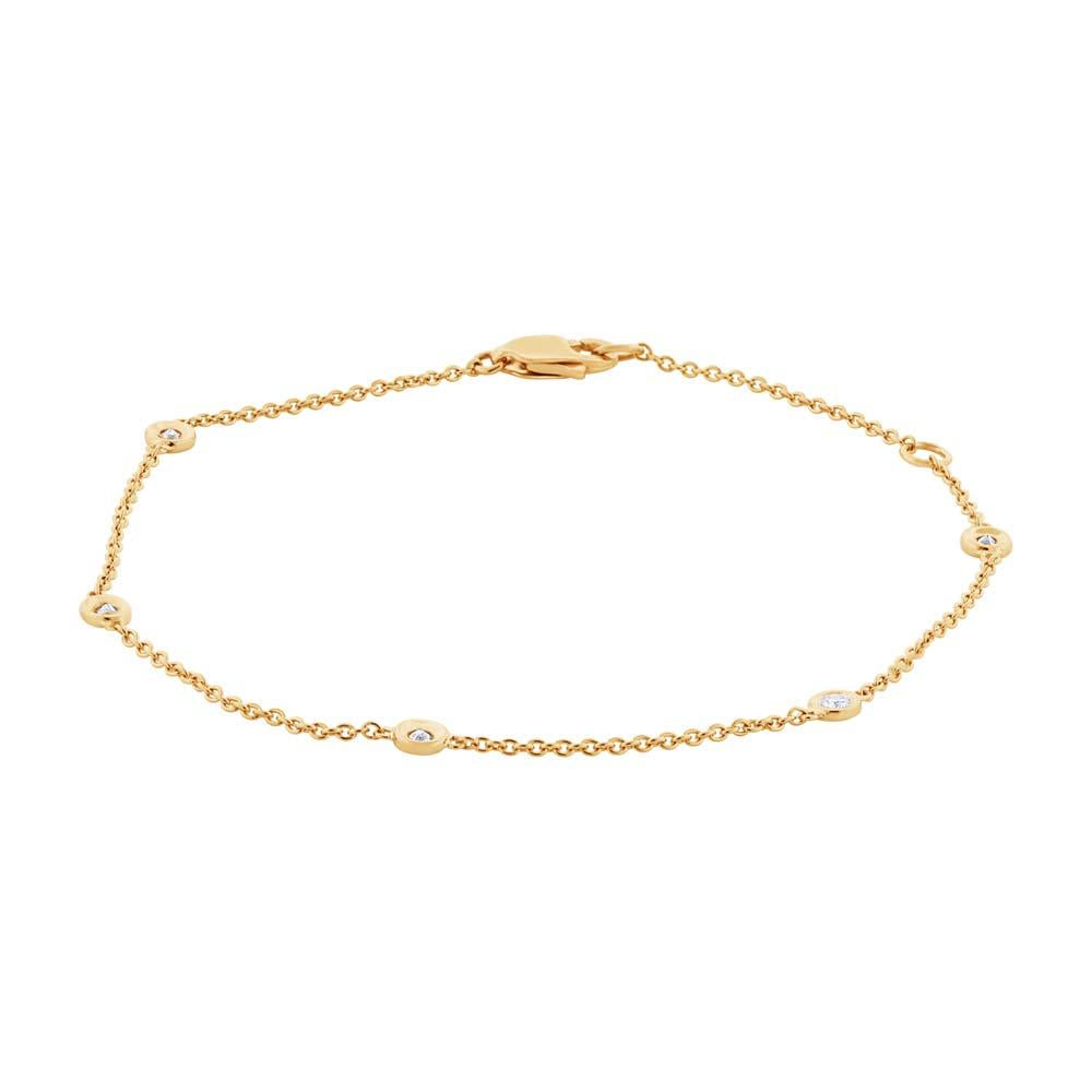 14k Yellow Gold 9'' Diamonds By The Yard Anklet - 0.13ct
