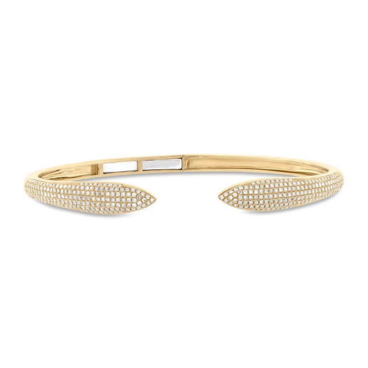 14k Yellow Gold Diamond Claw Bangle - 1.08ct