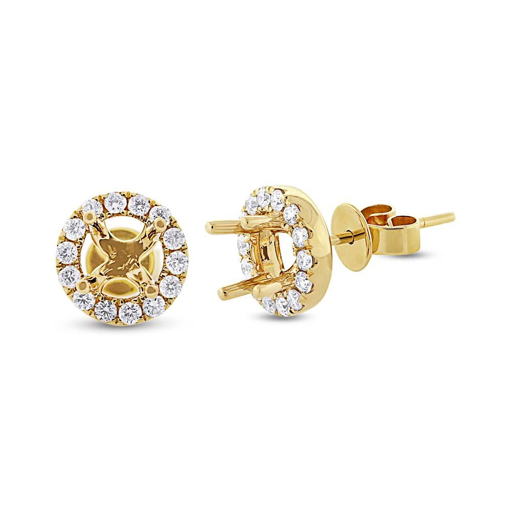 14k Yellow Gold Diamond Semi-mount Earring - 0.43ct
