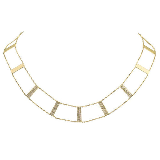14k Yellow Gold Diamond Ladder Necklace - 0.71ct