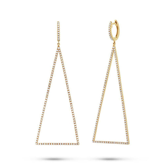14k Yellow Gold Diamond Triangle Earring - 0.81ct