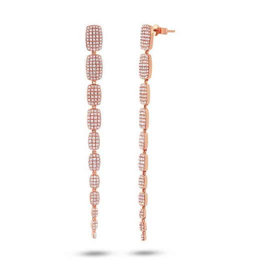 14k Rose Gold Diamond Serpentine Earring - 1.35ct