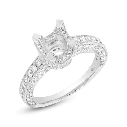 18k White Gold Diamond Semi-mount Ring Size 7.5 - 1.40ct