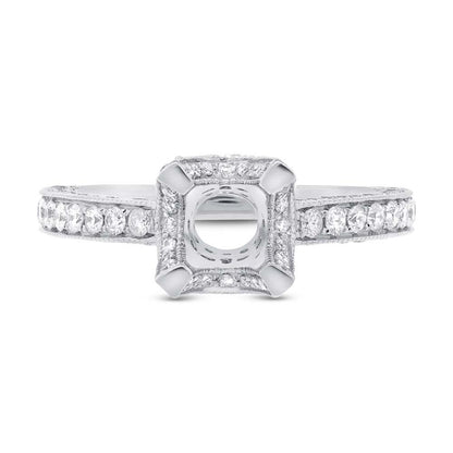 18k White Gold Diamond Semi-mount Ring Size 7.5 - 1.40ct