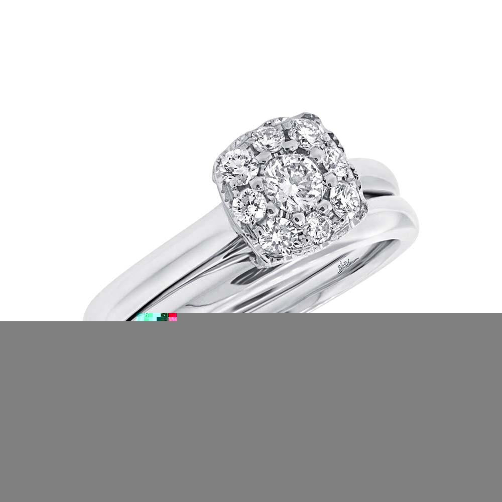 14k White Gold Diamond Wedding Set Cluster - 0.53ct