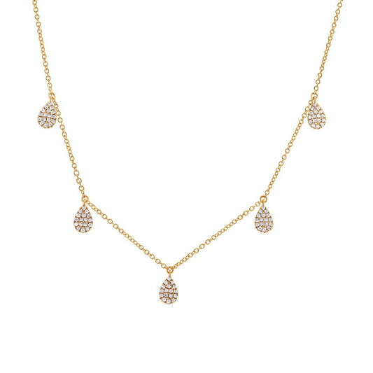 14k Yellow Gold Diamond Pave Necklace - 0.27ct