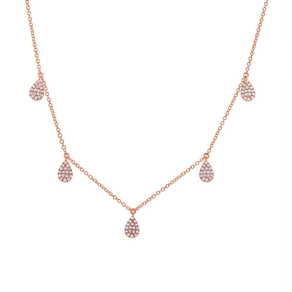 14k Rose Gold Diamond Pave Necklace - 0.27ct