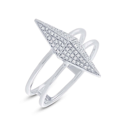 14k White Gold Diamond Pave Pyramid Ring - 0.22ct