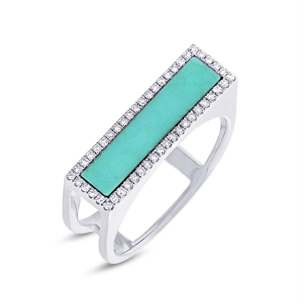 Diamond & 0.97ct Composite Turquoise 14k White Gold Lady's Ring