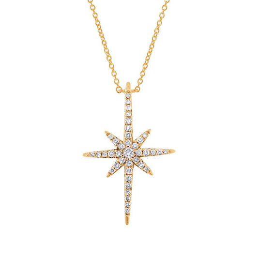 14k Yellow Gold Diamond North Star Necklace - 0.24ct