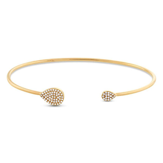 14k Yellow Gold Diamond Pave Bangle - 0.20ct