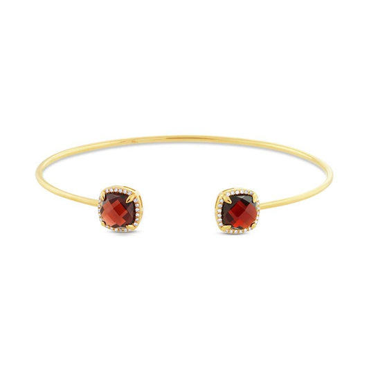 Diamond & 4.75ct Garnet 14k Yellow Gold Bangle - 0.14ct