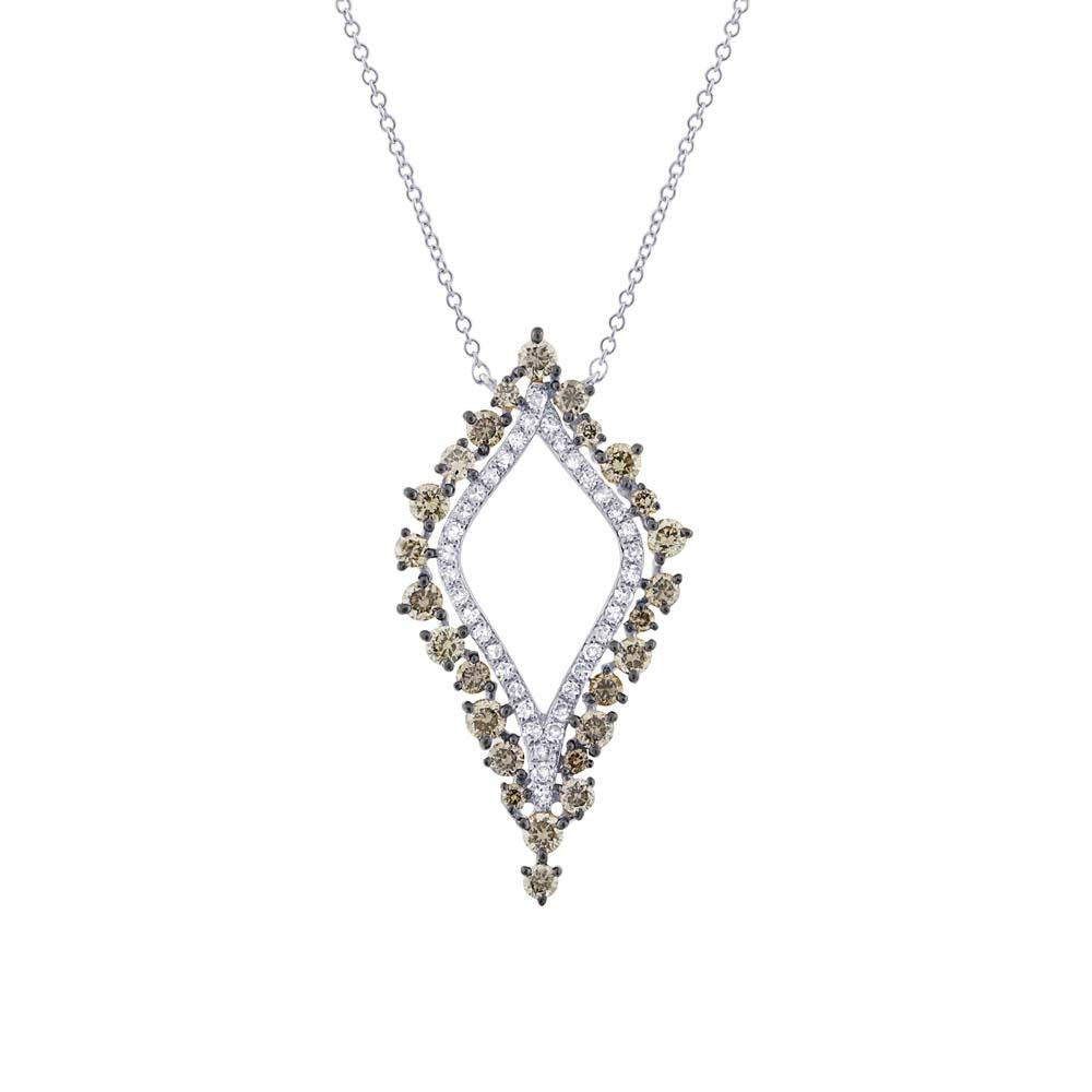 14k White Gold White & Champagne Diamond Necklace - 0.94ct V0063